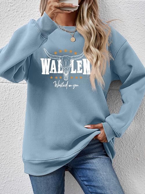 Graphic Round Neck Dropped Shoulder Sweatshirt