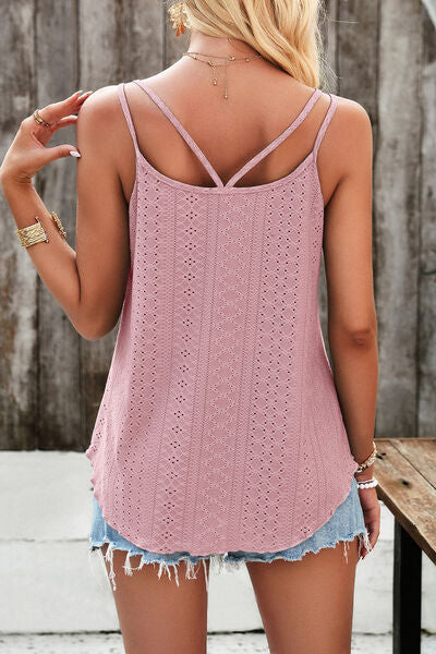 Eyelet V-Neck Double Strap Cami