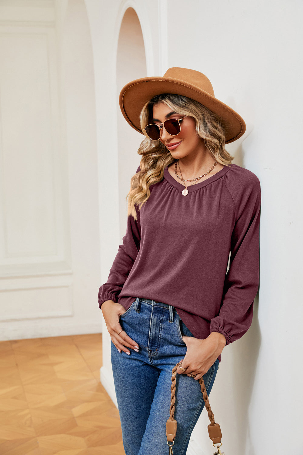 V-Neck Long Sleeve T-Shirt