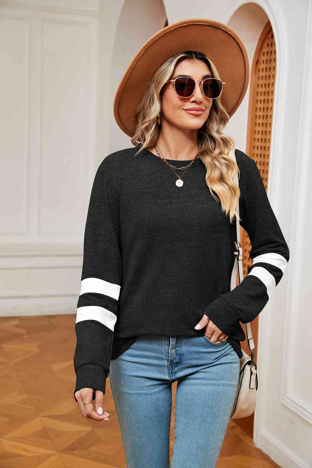 Round Neck Long Sleeve Top