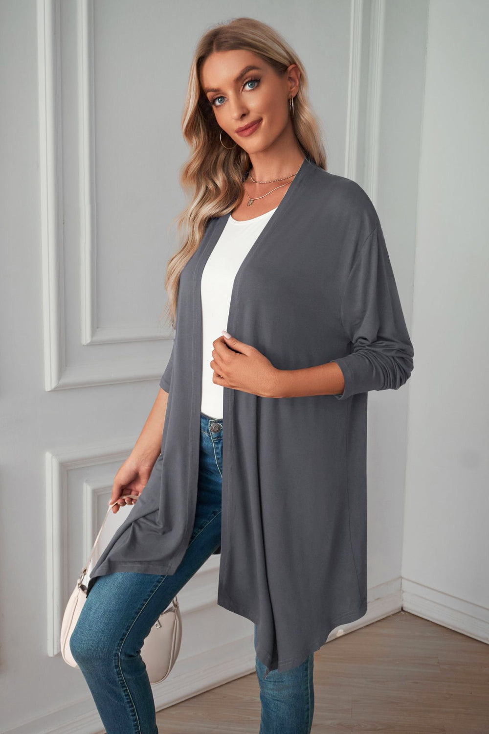 Open Front Long Sleeve Cardigan