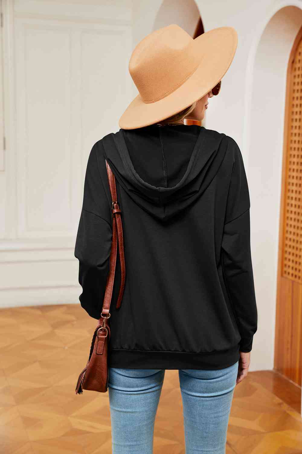 Quarter-Snap Drawstring Hoodie