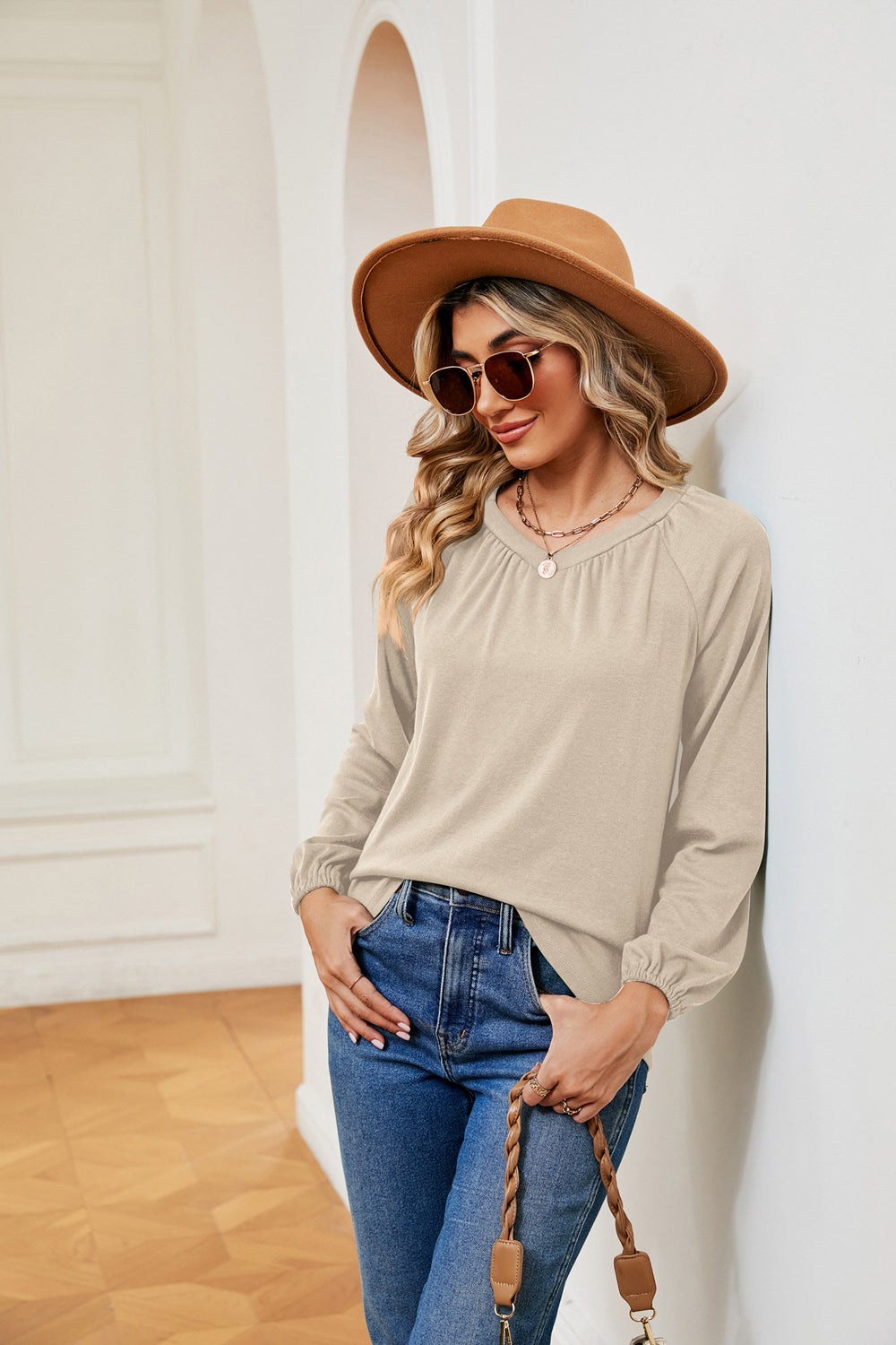 V-Neck Long Sleeve T-Shirt