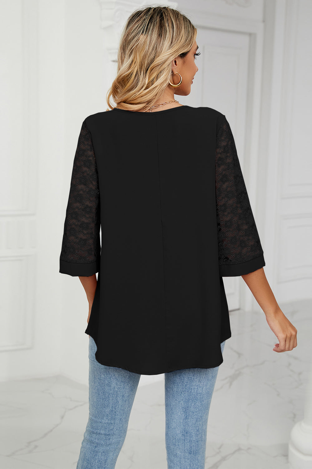 V-Neck Three-Quarter Sleeve Top