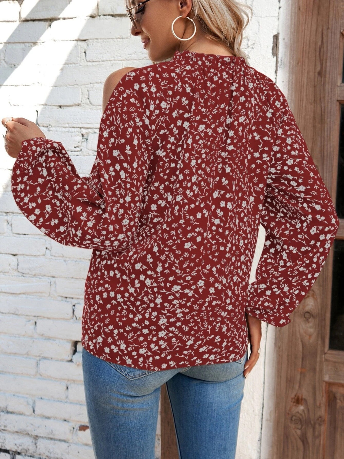 Floral Cold-Shoulder Blouse