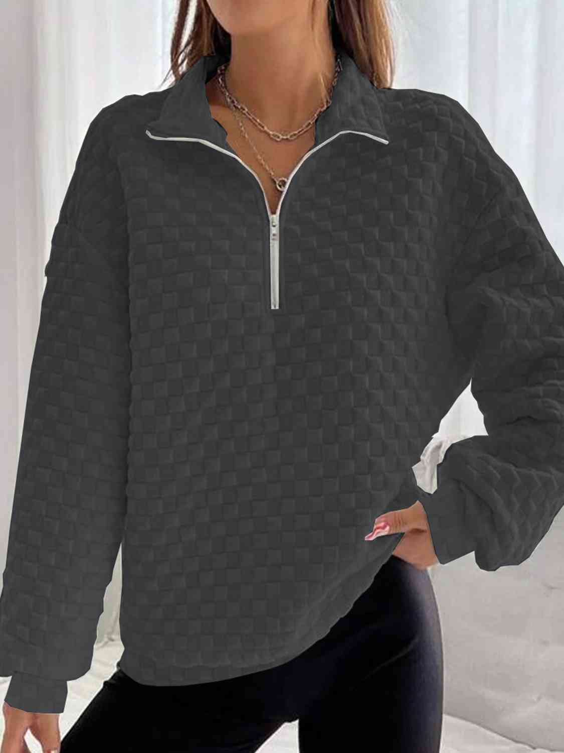 Half Zip Collared Neck Sweatshirt