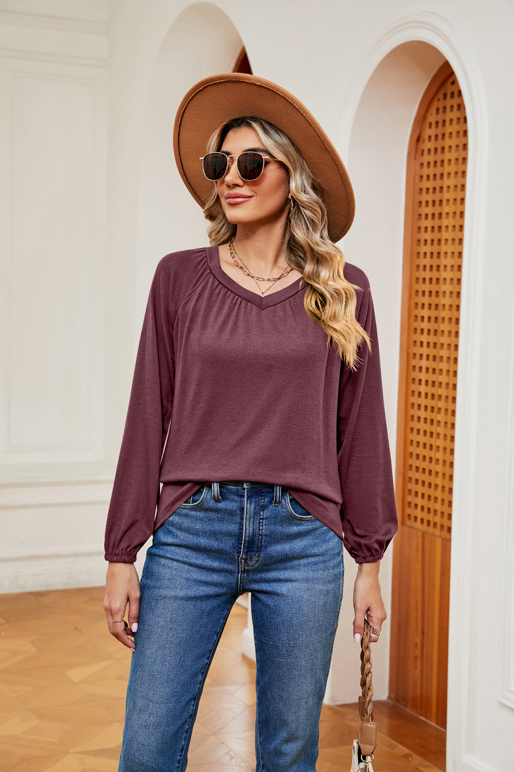 V-Neck Long Sleeve T-Shirt